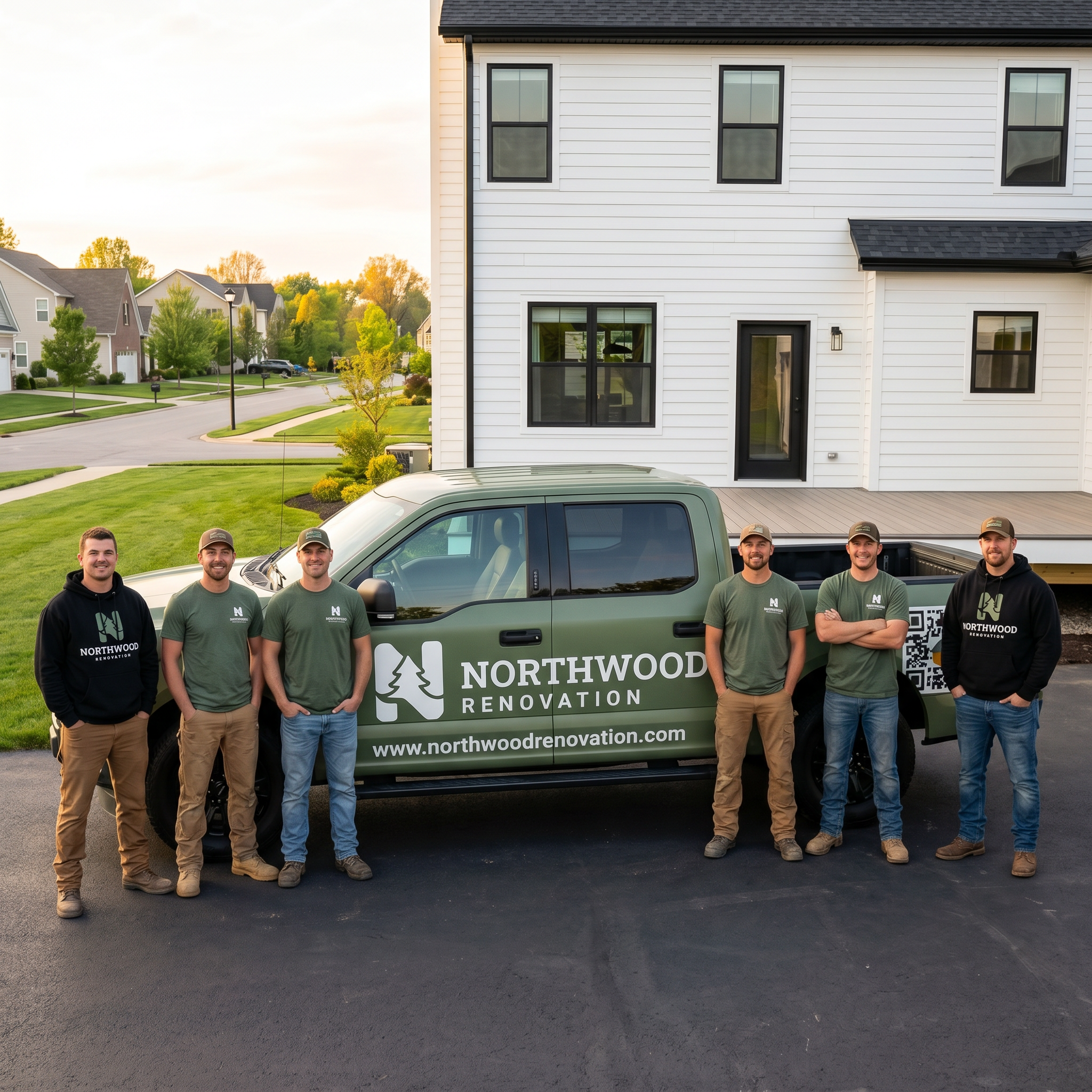 Northwood Renovation team standing near a branded truck